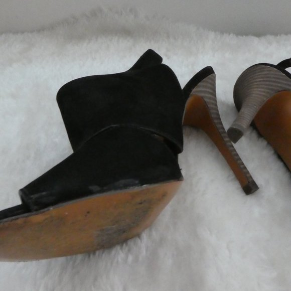 Coach Black Suede Peep Toe Slingbacks - Heels - Stiletto - Lanora - Bootie - Picture 5 of 6